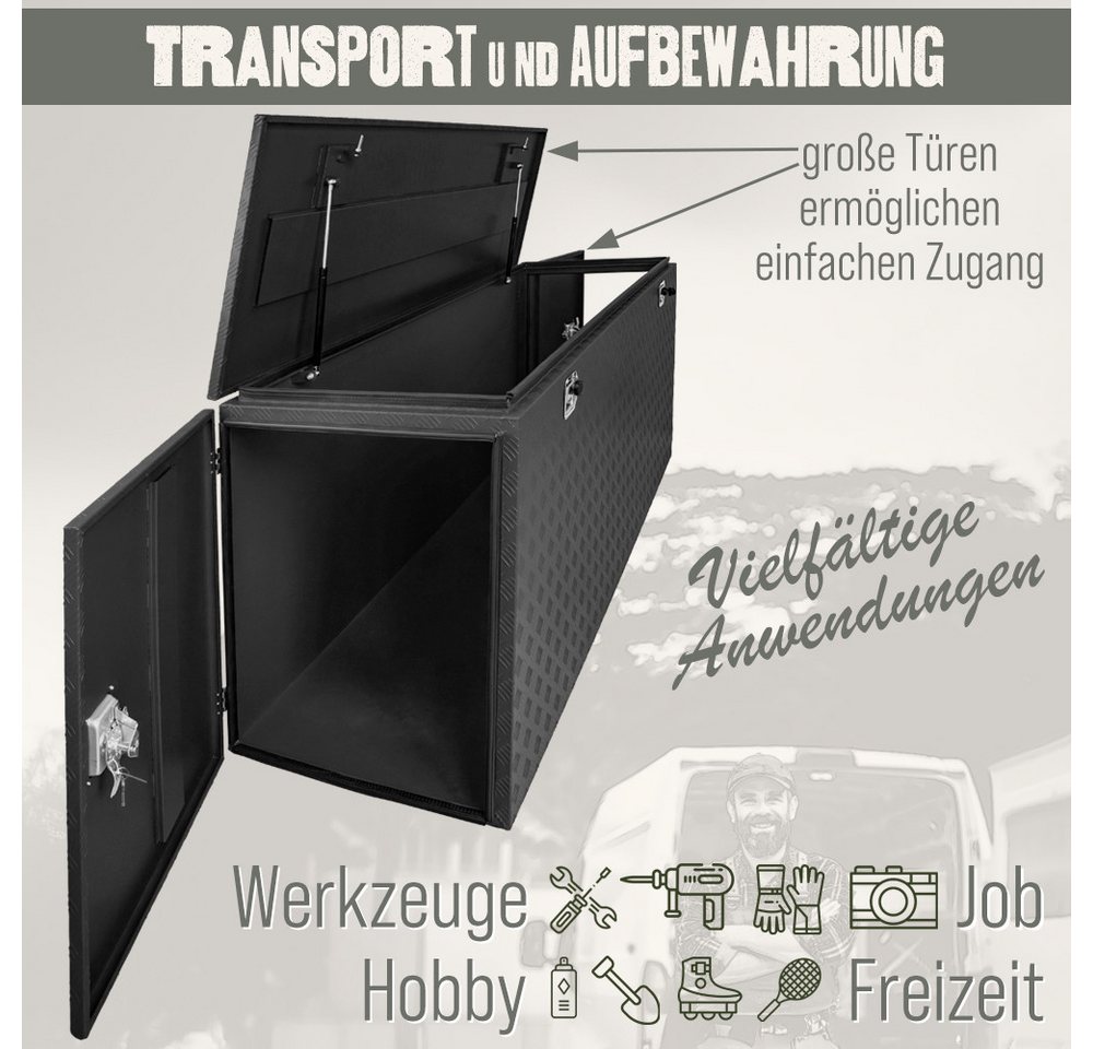 Trucky Anhänger-Deichselbox Truckbox Werkzeugkiste Anhängerbox Schwarz Alubox Deichselbox P900 Bild 3
