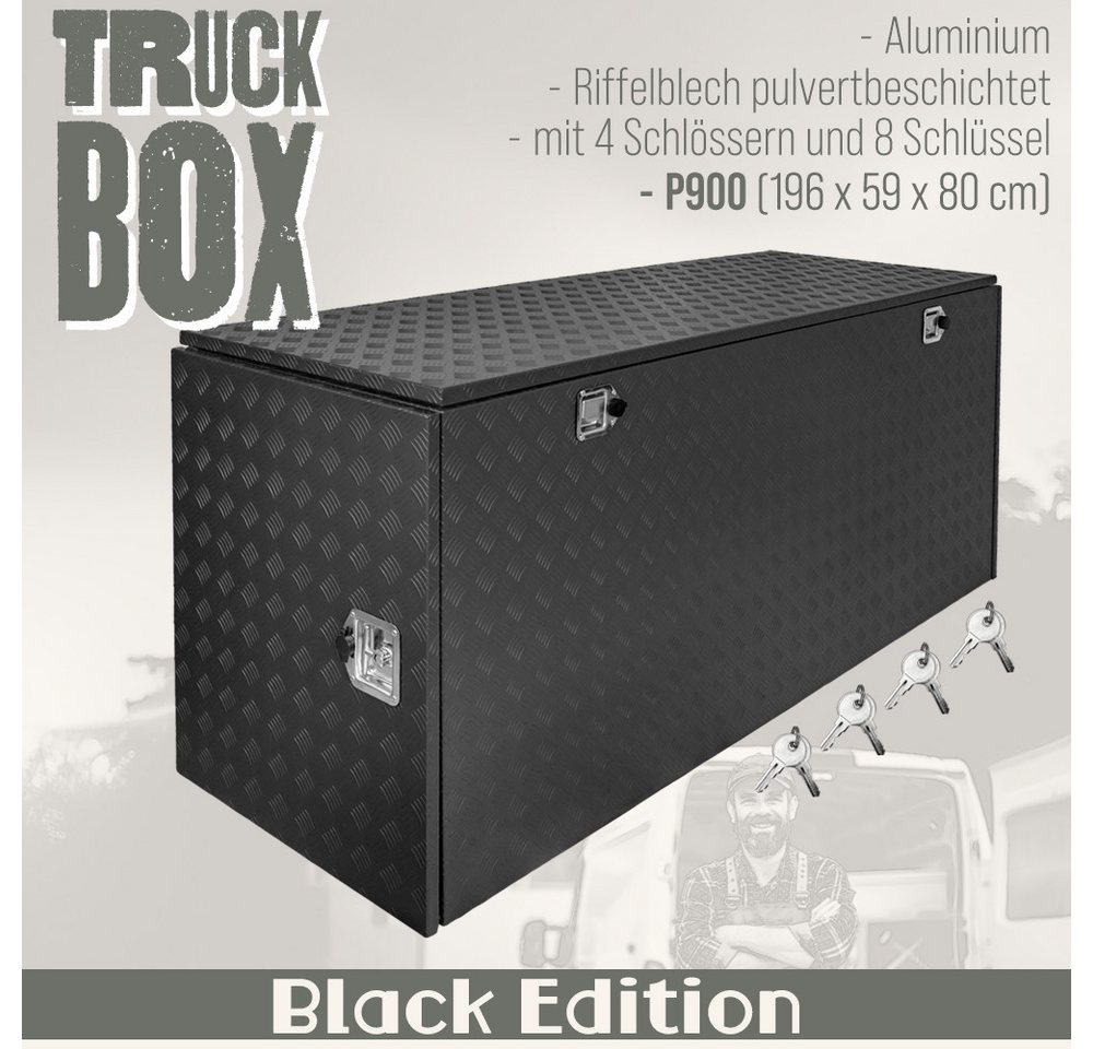 Trucky Anhänger-Deichselbox Truckbox Werkzeugkiste Anhängerbox Schwarz Alubox Deichselbox P900 Bild 4