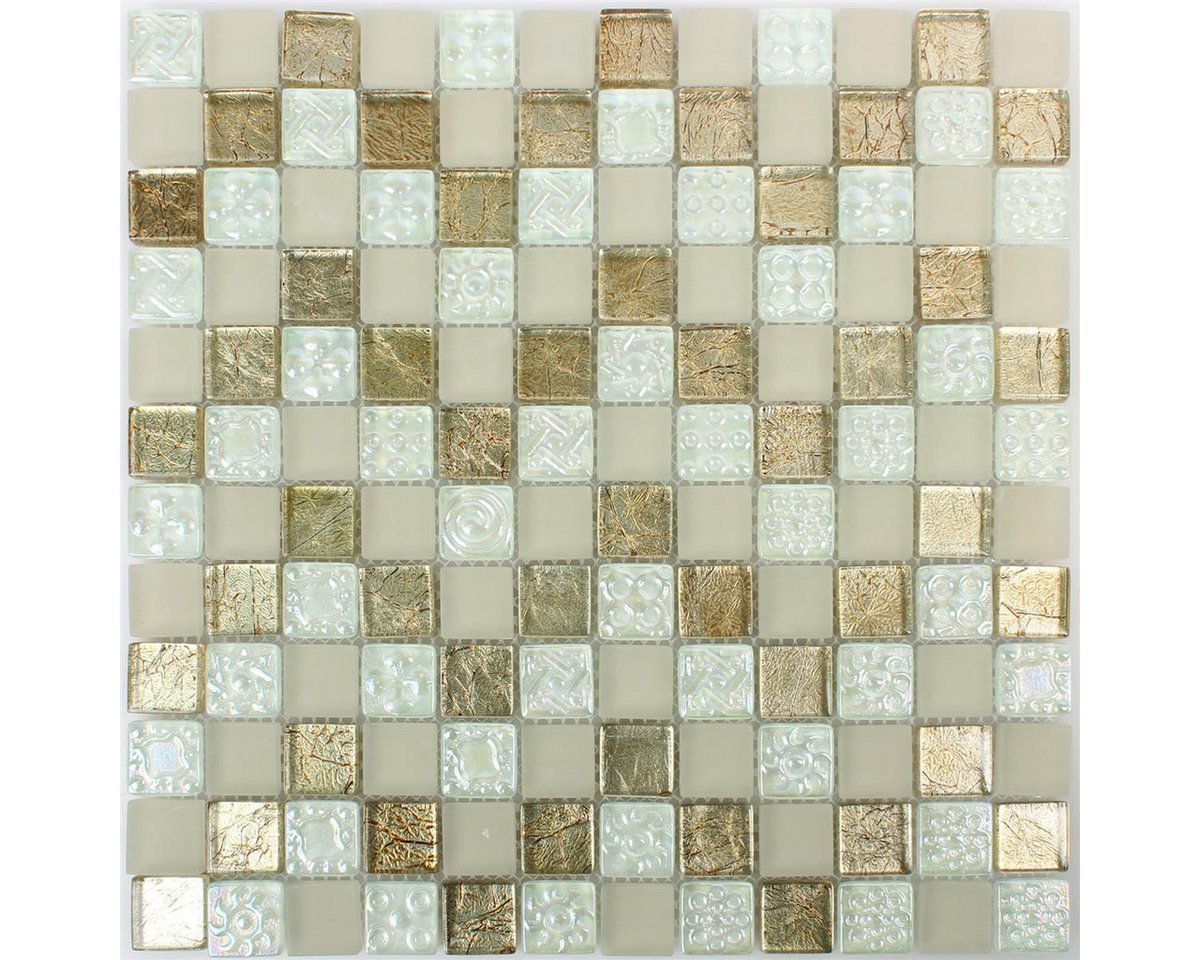 Mosafil Mosaikfliesen Glasmosaik Fliesen Nikolski Lüster, Glas 30.000x30.000, gold-beige-silber, Verlegefertig auf ein Netz geklebt - Wasserfest Bild 4