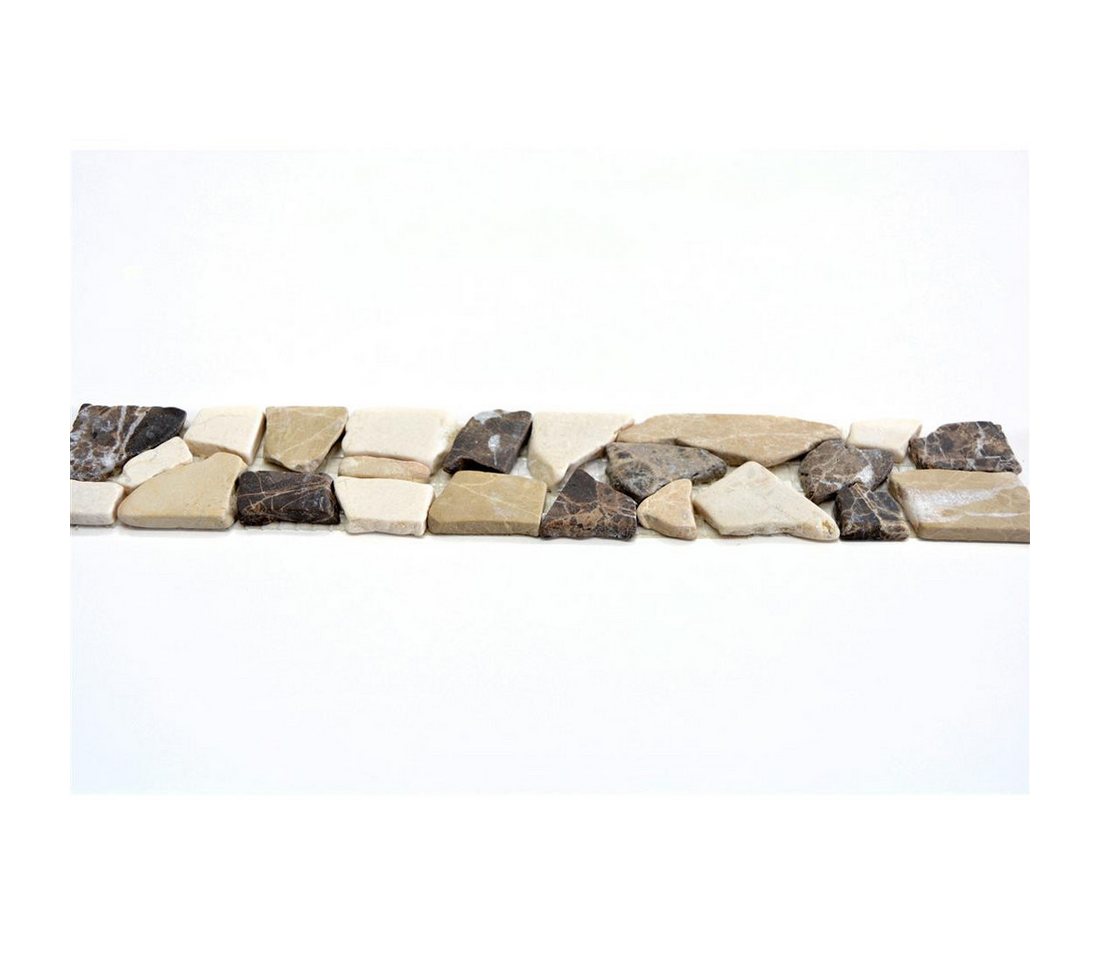 Mosafil Mosaikfliesen Naturstein Fliesenbordüre Riesco, Naturstein-Marmor 30.000x5.000, beige-braun, Verlegefertig auf ein Netz geklebt - Frostsicher - Wasserfest
