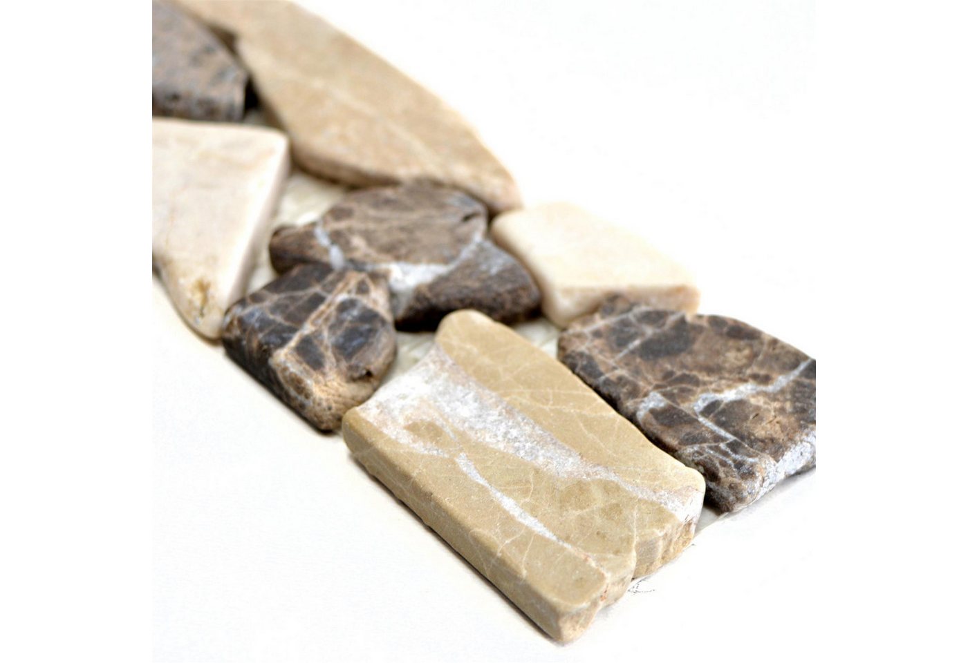 Mosafil Mosaikfliesen Naturstein Fliesenbordüre Riesco, Naturstein-Marmor 30.000x5.000, beige-braun, Verlegefertig auf ein Netz geklebt - Frostsicher - Wasserfest Bild 3