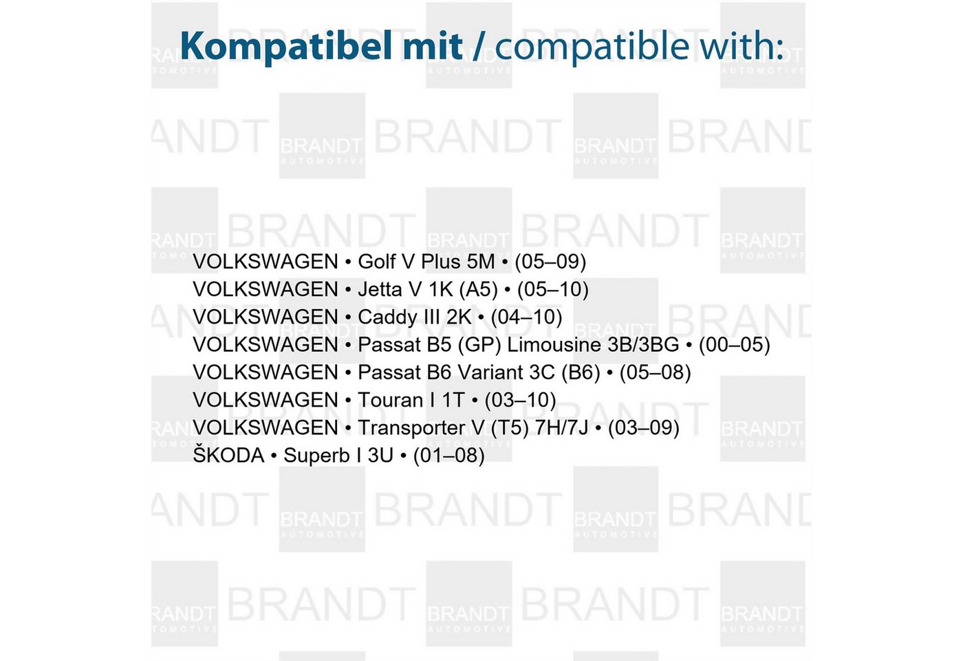 BRANDT AUTOMOTIVE KFZ-Ersatzleuchte LED Kennzeichenleuchten Auto Kennzeichenbeleuchtung, für Skoda Superb I 3U (01–08), VW Caddy III 2K (04–10), Golf V Plu...