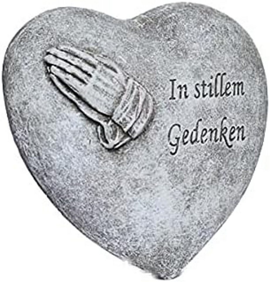 Stone and Style Gartenfigur Frostfester Grabschmuck Herz "In stillem Gedenken