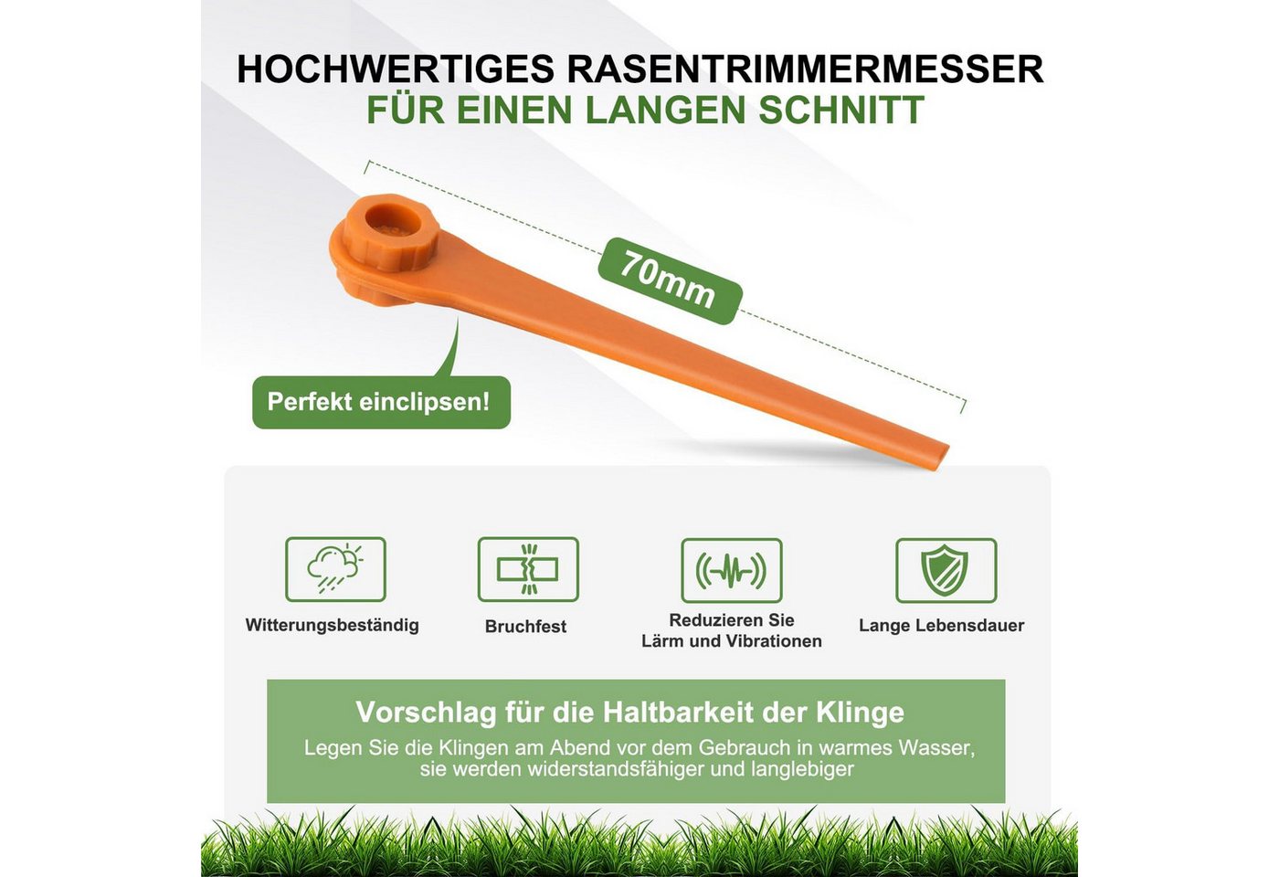 FELIXLEO Akku-Motorsense 100Stk PA6 RotorCut Ersatzmesser für Gardena Rasentrimmer Kunststoff., (1 St) Bild 2
