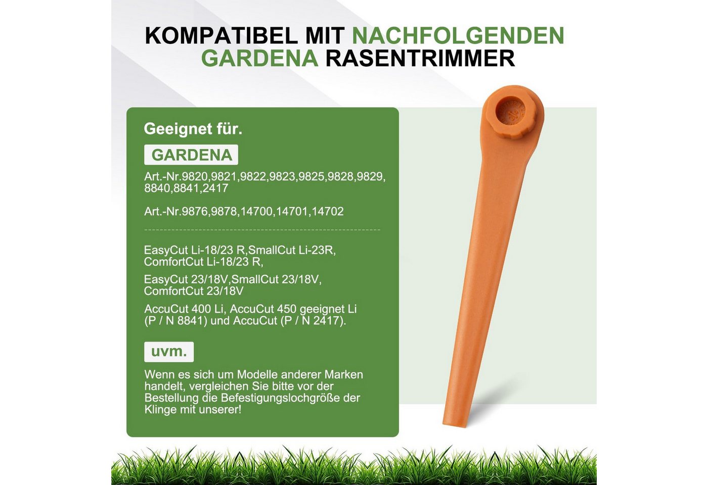 FELIXLEO Akku-Motorsense 100Stk PA6 RotorCut Ersatzmesser für Gardena Rasentrimmer Kunststoff., (1 St) Bild 4