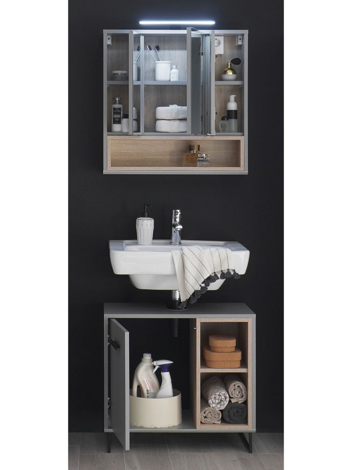 moebel-dich-auf Badmöbel-Set TOURS, (Set 4, Spiegelschrank, Waschbeckenunterschrank) Bild 3