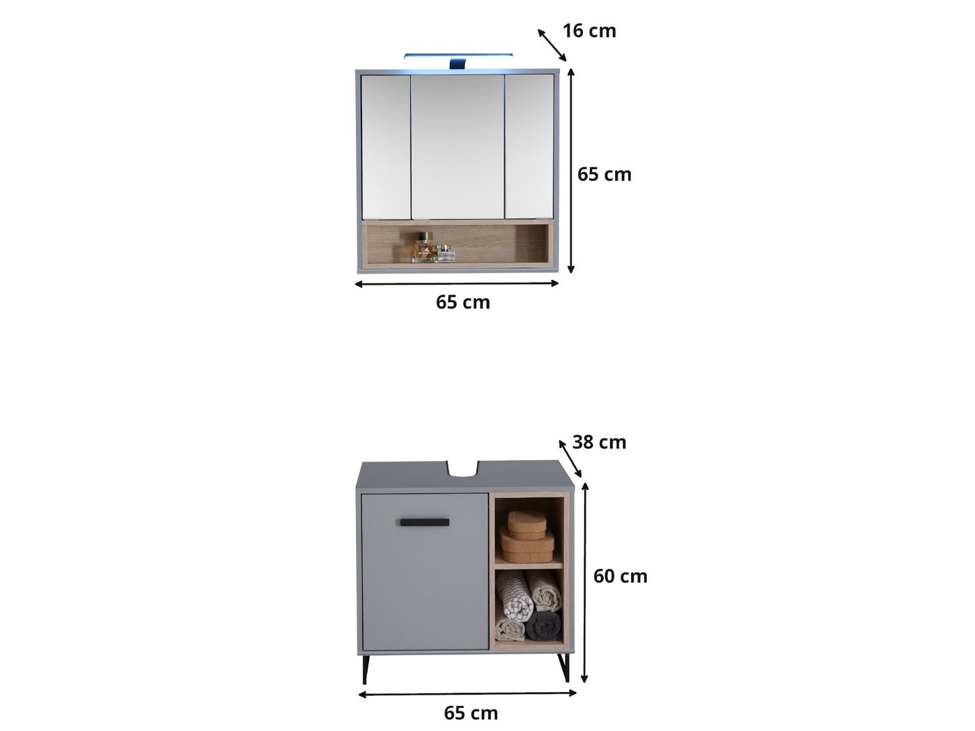 moebel-dich-auf Badmöbel-Set TOURS, (Set 4, Spiegelschrank, Waschbeckenunterschrank) Bild 4