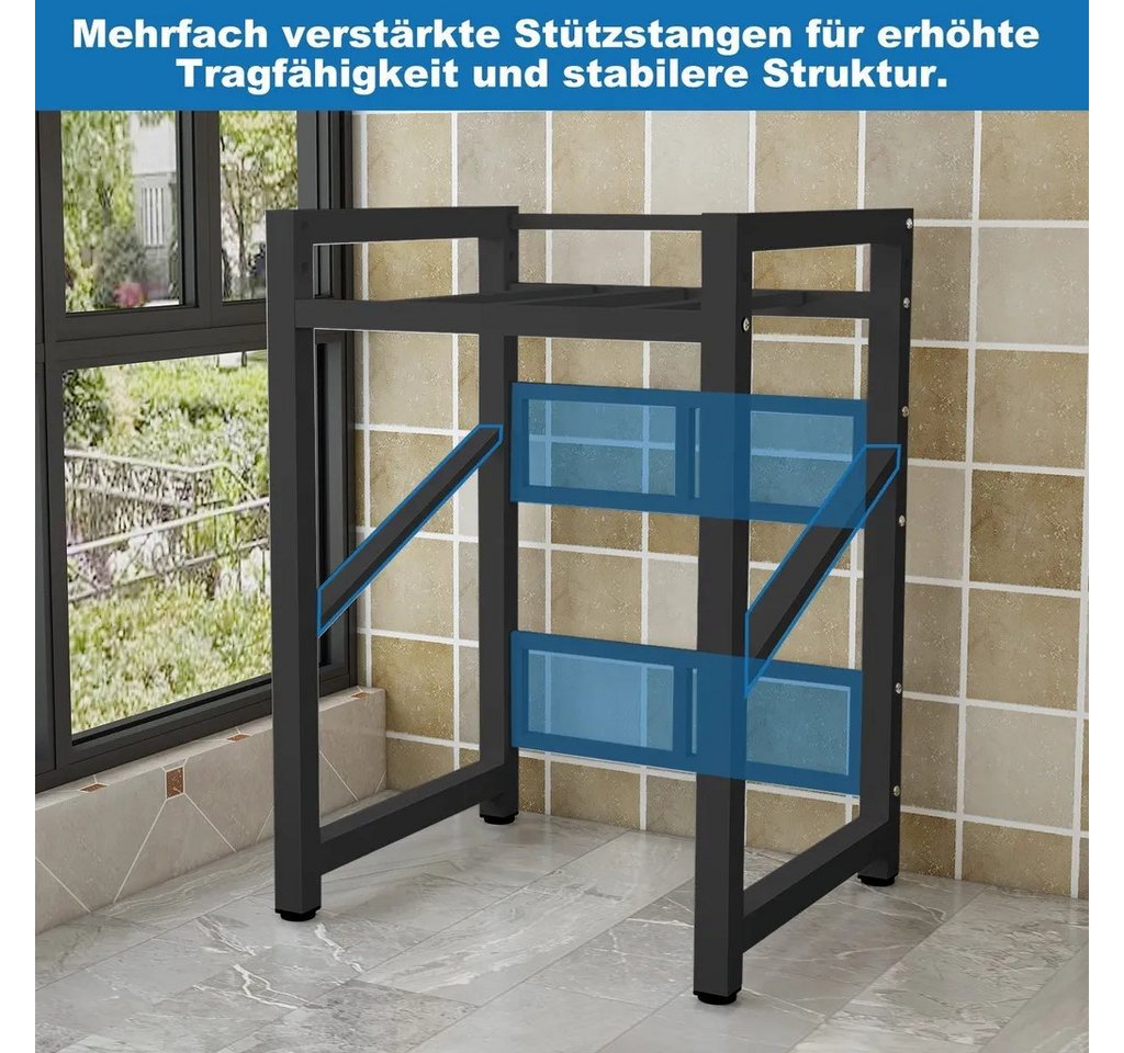 PEALOV Waschmaschinenuntergestell Waschmaschinenregal 2 Ebenen, 260 kg Tragkraft, 105 × 73 × 63 cm, höhenverstellbarer Waschmaschinenüberbau aus Metall