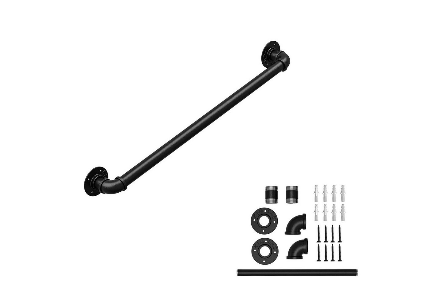 OUNUO Handlauf Wandhandlauf Treppengeländer für Innen und Außen Schwarz, 60 cm Gesamtlänge