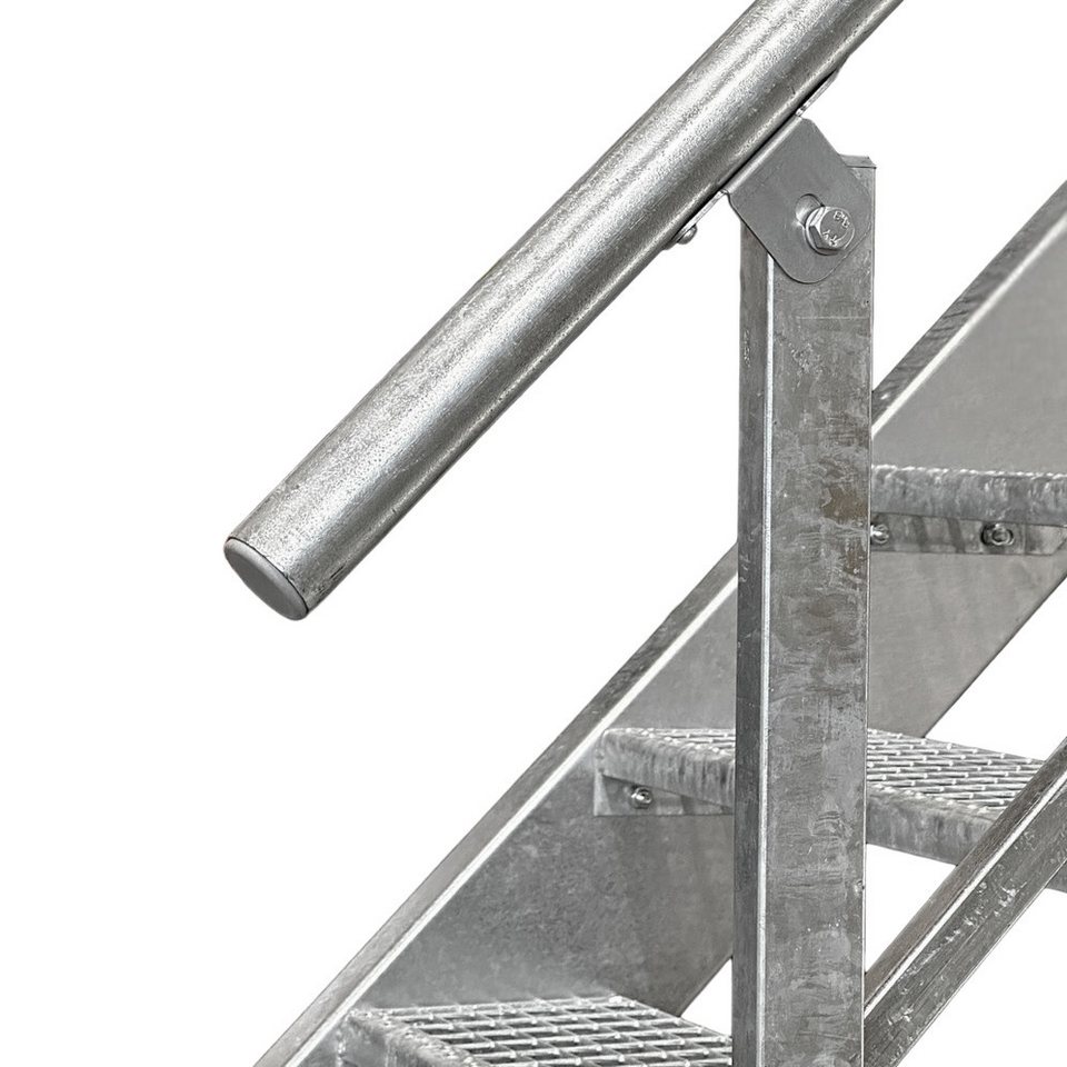 SRM Design Außentreppe 4 Stufen Stahltreppe 120cm Breite, Höhe 55-85cm, 2x Geländer Rund Bild 3