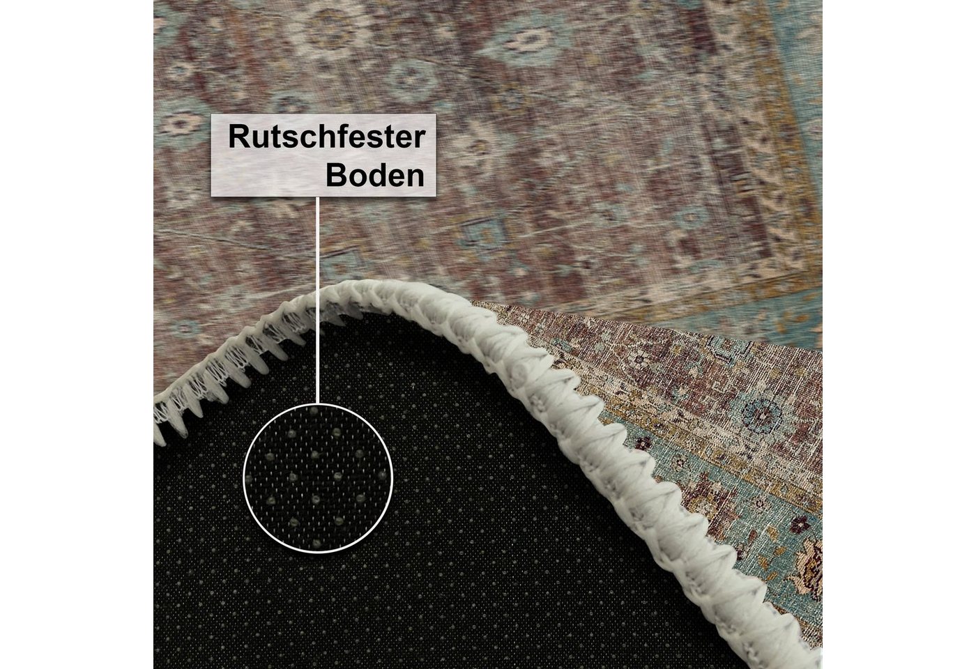 Bamyum Teppich Enber Teppich mit Chenille-Druck, Waschbarer, Antibakteriell Teppich, Einzelstück Bild 4