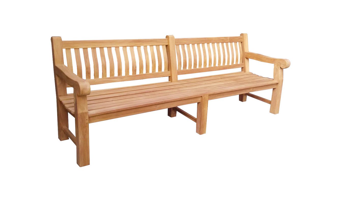 Couchcenter Gartenbank XXL 6-Sitzer Gartenbank PATRICK 250 cm Sitzbank Bank Gartenmöbel Teak, Teak Massiv Holz