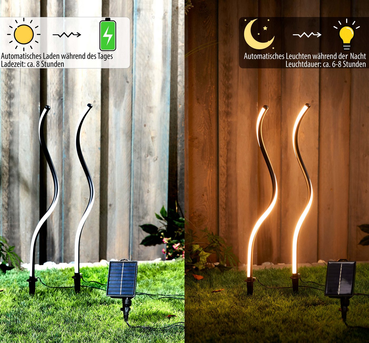 Northpoint LED Gartenleuchte Wegeleuchte Solarleuchte warmweißes Licht wetterfest Akku Bild 4