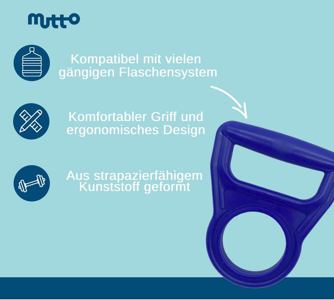 Mutto Griff Mutto Griff für Wassergallonen Tragegriff, Tragegriff Stabil Blau Bild 2