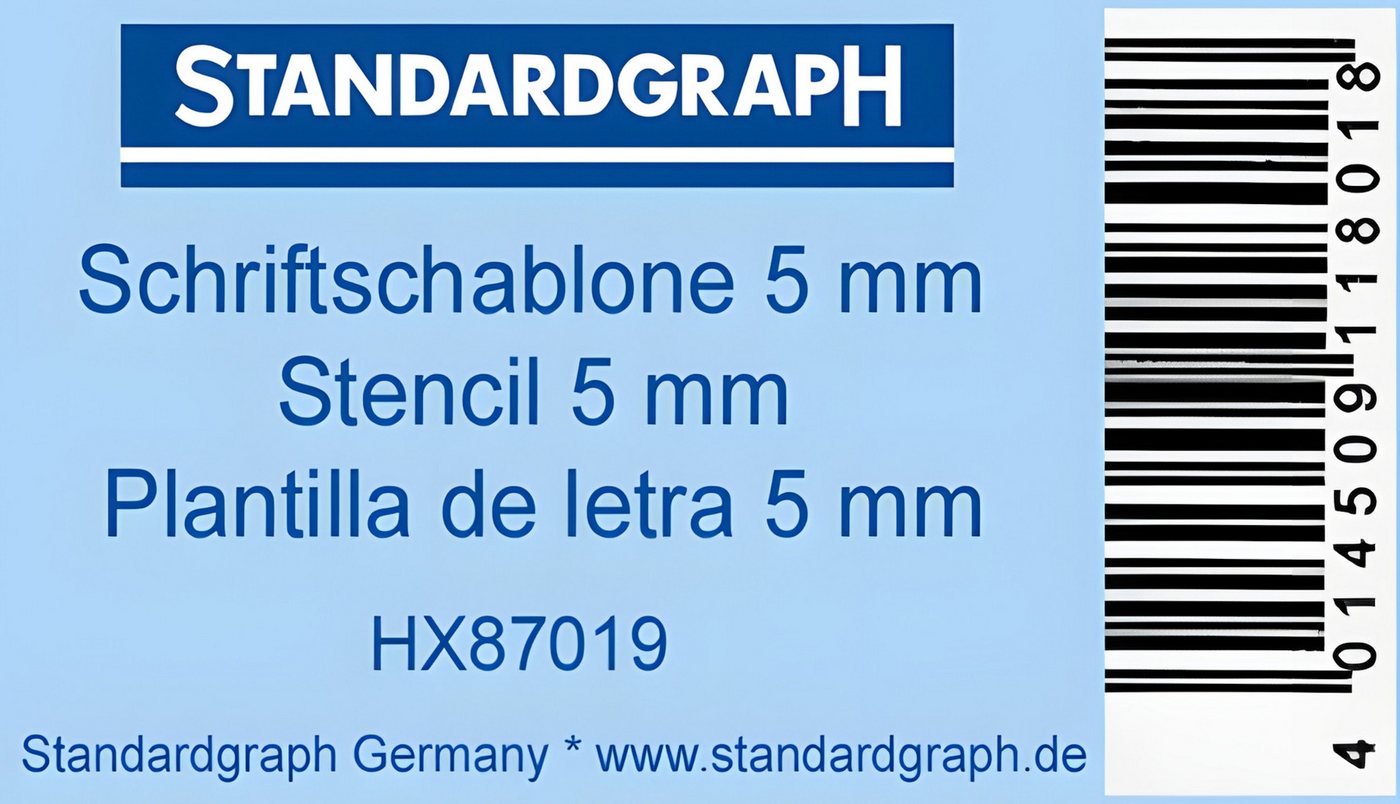 STANDARDGRAPH Zeichenlineal Standardgraph Schablone Standard-Schrift 5 mm Groß- und