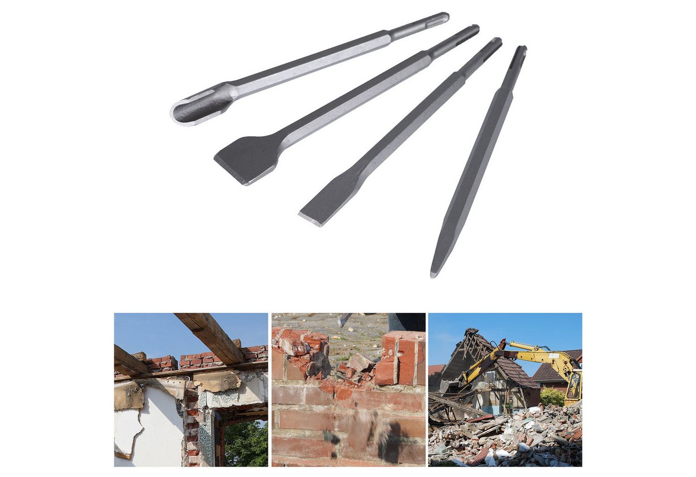 Home4Living Meißel-Set Meißel-Set SDS-Plus 4 teilig Kanalmeißel Stahl Meissel 4tlg., 250 in mm, (4-tlg) verschiedene Meißel