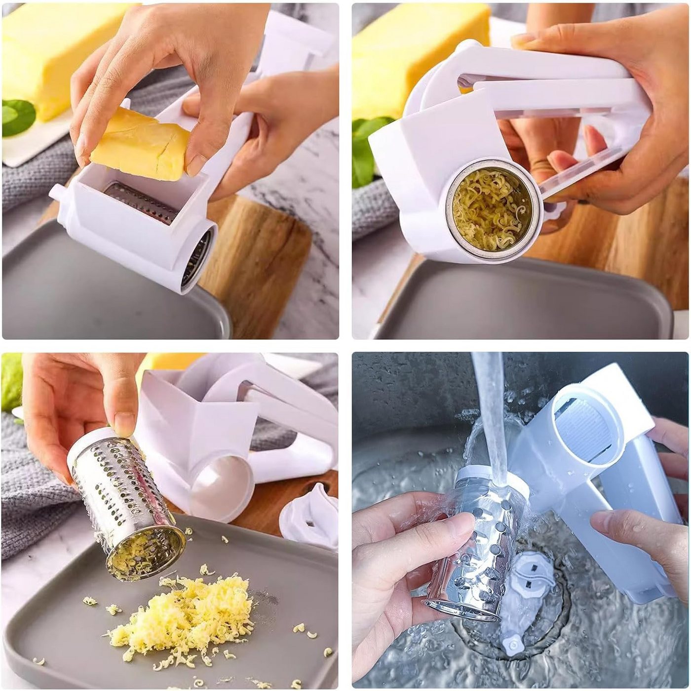 FELIXLEO Multireibe Parmesanreibe Käsereibe Käsemühle Käse Reibe mit Kurbel Weiß Bild 3