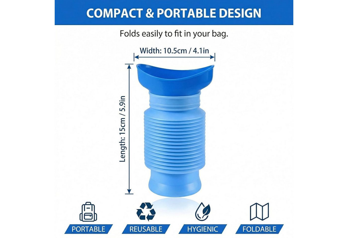 FELIXLEO Urinal Urinella für Frauen 750ml Silikon Urintrichter Damen Urinal Camping, (2-tlg) Bild 4