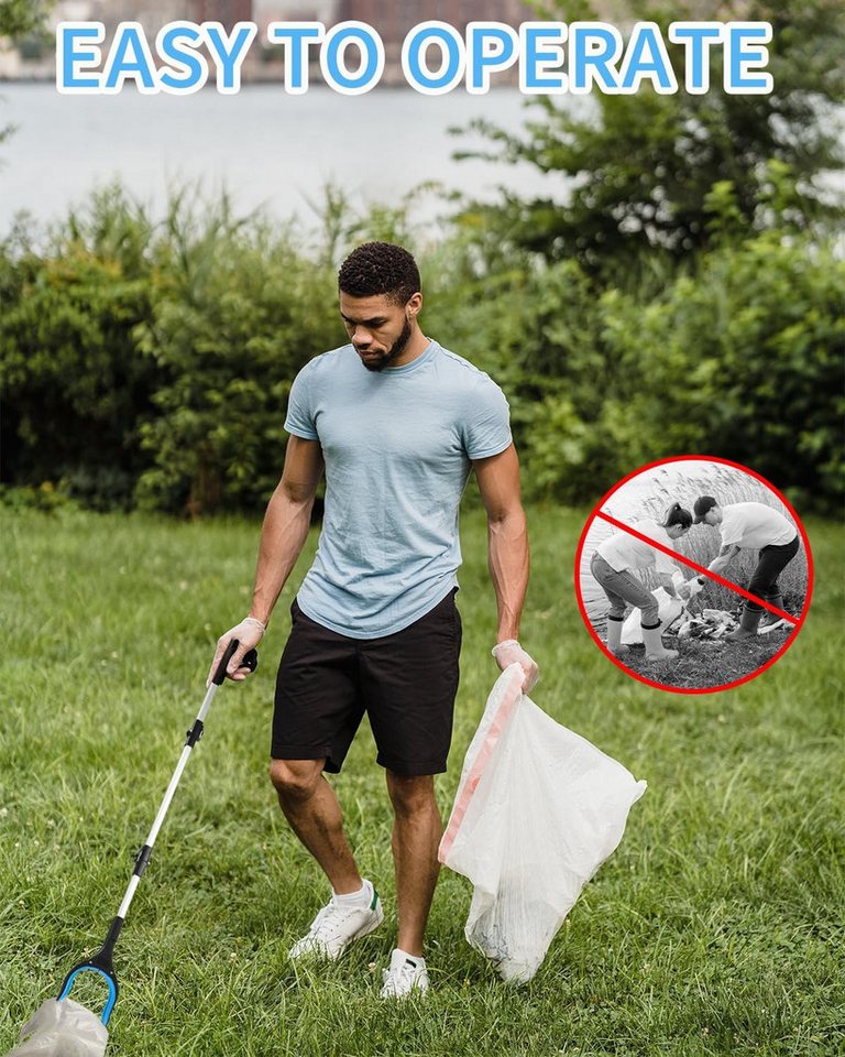 FELIXLEO Greifzange Faltbare Greifzange für Senioren Müllzange Aluminium Lang 110cm Blau Bild 2
