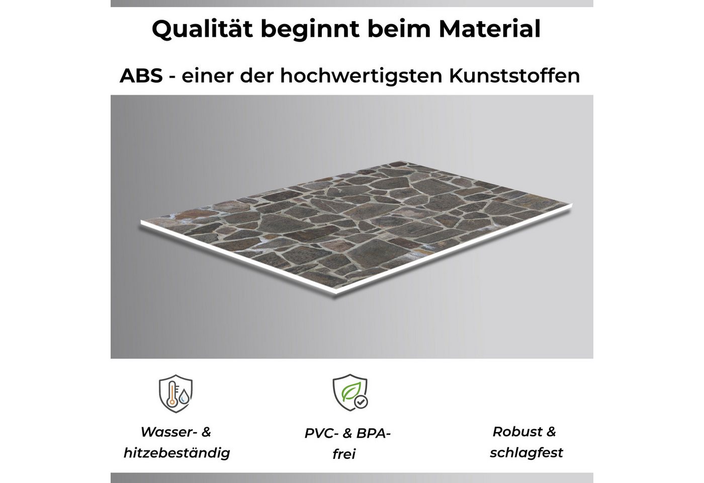 Rodnik Küchenrückwand Bruchsteinwand, monolithische ABS-Platte mit Direktdruck, formstabil und langlebig