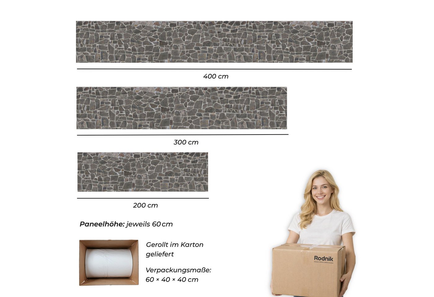 Rodnik Küchenrückwand Bruchsteinwand, monolithische ABS-Platte mit Direktdruck, formstabil und langlebig Bild 2