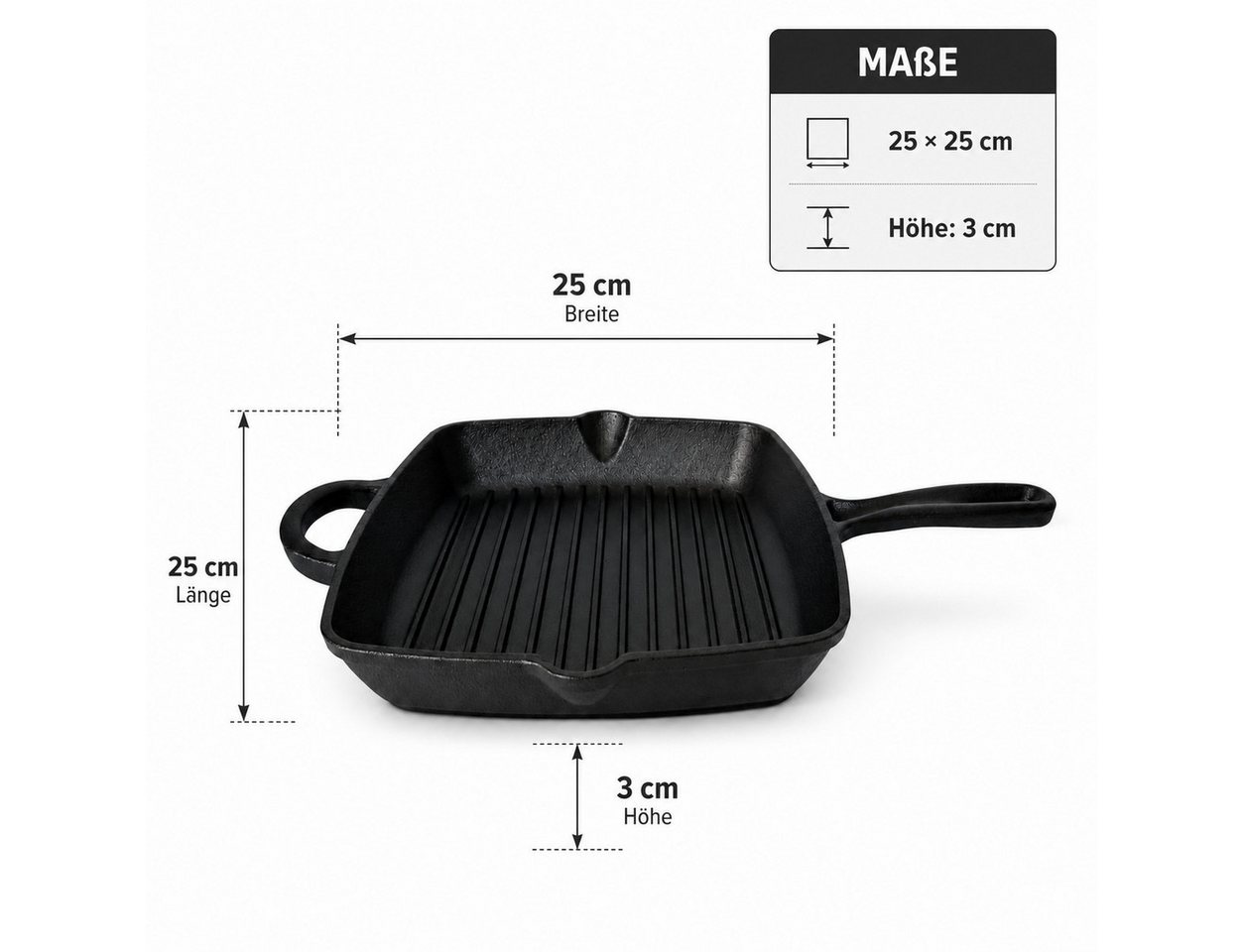 Zilner Grillpfanne Schwere Gusseisenpfanne, Grillpfanne, Camping Induktion, Gas, Backofen, Gusseisen (Dank ihrer hochwertigen Verarbeitung und vielseitigen Einsatzmöglichkeiten ist sie außerdem eine ideale Geschenkidee für Geburtstage, Hochzeiten, Weihnachten, Einweihungen oder jeden Grill und Outdoor Liebhaber) Bild 4