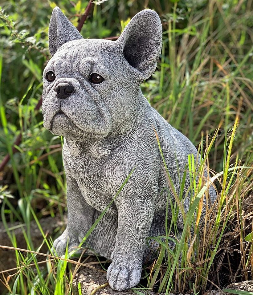 Stone and Style Gartenfigur Frostfeste Steinfigur Französische Bulldogge Frenchie groß Bild 3