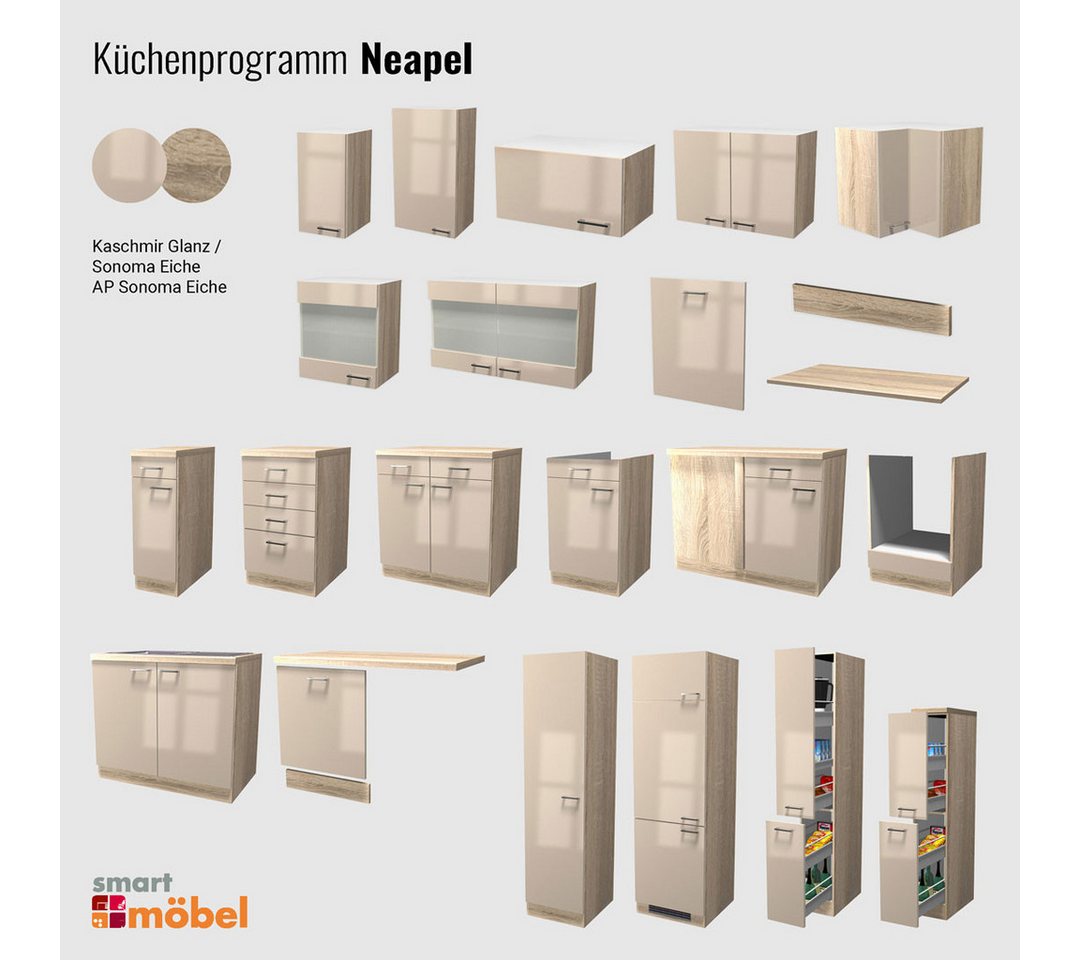 Flex-Well Kurzhängeschrank Kurzhängeschrank Küche - 100 cm breit - Kaschmir Glanz, mit Klapptür –