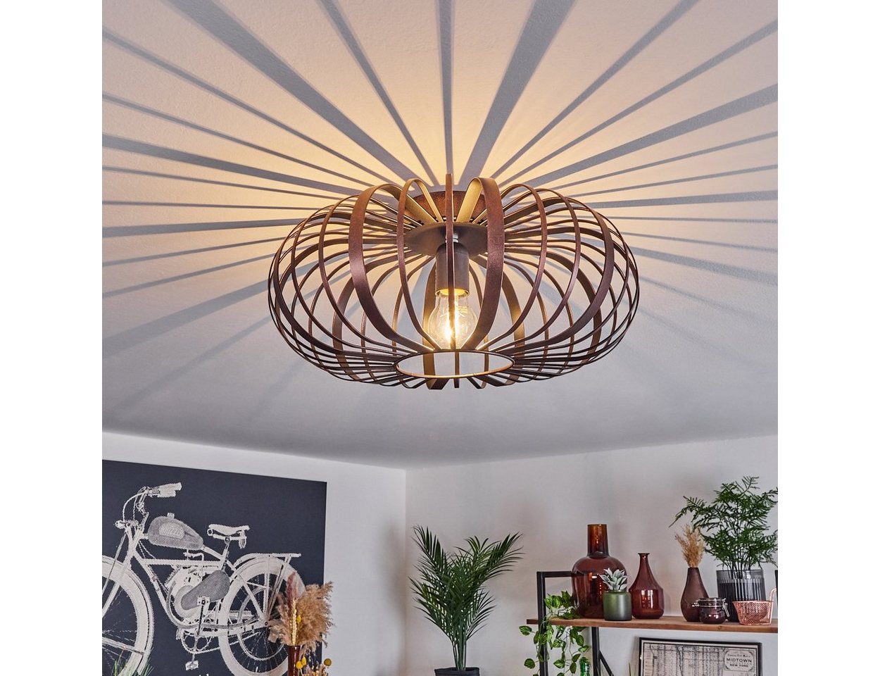 hofstein Deckenleuchte »Aidone« moderne Deckenlampe aus Metall in Kupferfarben/Schwarz, ohne Leuchtmittel, Leuchte im modernen Design mit Lichteffekt, ø40cm, 1xE27 Bild 5