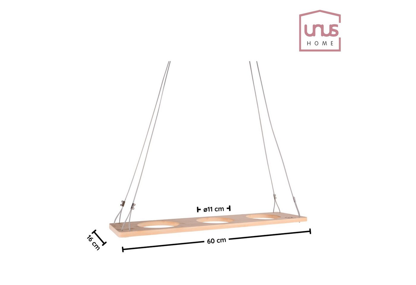 UNUS HOME Blumenkasten Kräuterbar, Pflanzenregal (60cm, grün), Stabile Drahtseilaufhängung, hängende Kräutertöpfe Bild 5