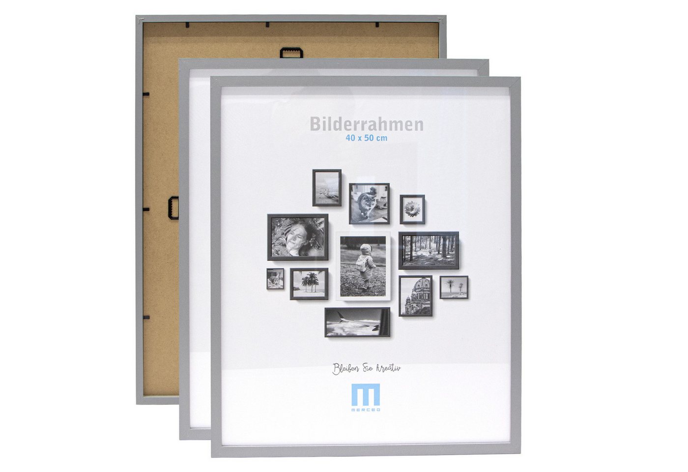 M MERCEO Bilderrahmen, 2er Set 40x50cm Bilderrahmen in grau (MDF, Acrylglas, Wandhalterung) Bild 4