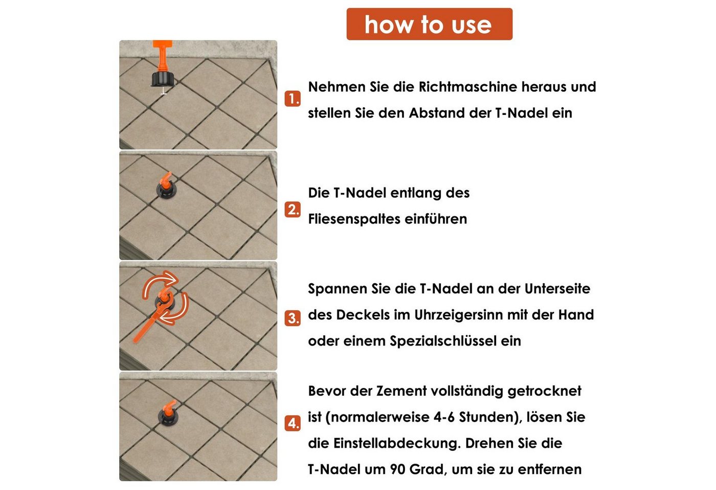 Clanmacy Verlegeset Fliesen Fliesenkreuz 440 teiliges Fliesen Nivellier Kit Clip Tile, (Fliesen Nivellierung System) Bild 5