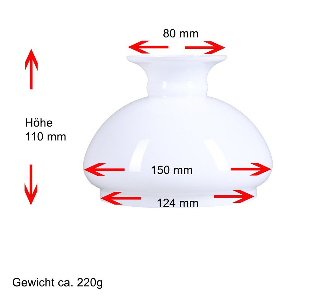 Home4Living Lampenschirm Petroleumglas weiß Lampenglas Ersatzglas Vestaschirm Ø 124mm, Dekorativ Bild 3