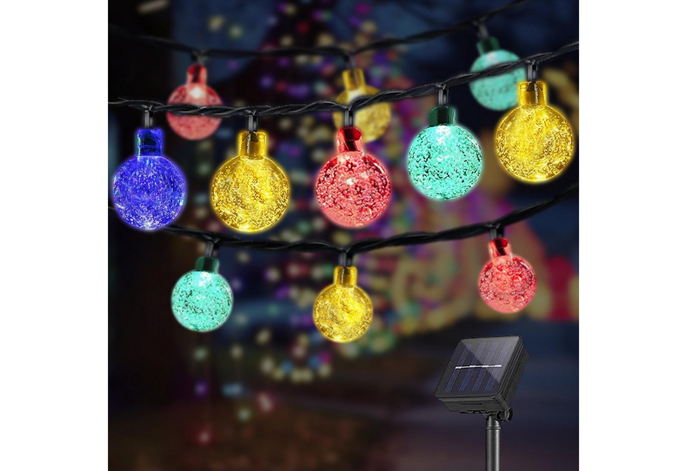 LQWELL LED Solarleuchte LED Kugeln Lichterkette Außen Solar Gartenleuchte, LED, Bunt, 10M 40LED 8 Modi 33FT IP65 Lichterkette