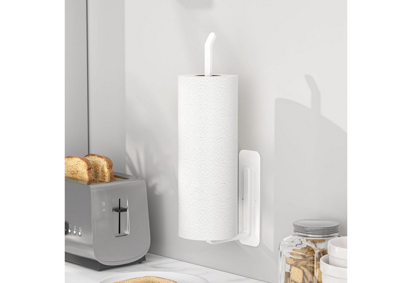 LuxusKollektion Küchenrollenhalter Küchenrollenhalter ohne Bohren selbstklebend Weiß Bild 2
