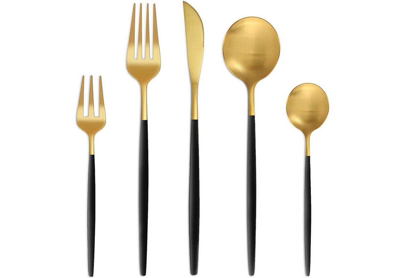 LuxusKollektion Besteck-Set Besteckset Edelstahl 6 Personen 30 teilig 30teilig schwarzes Gold Bild 5