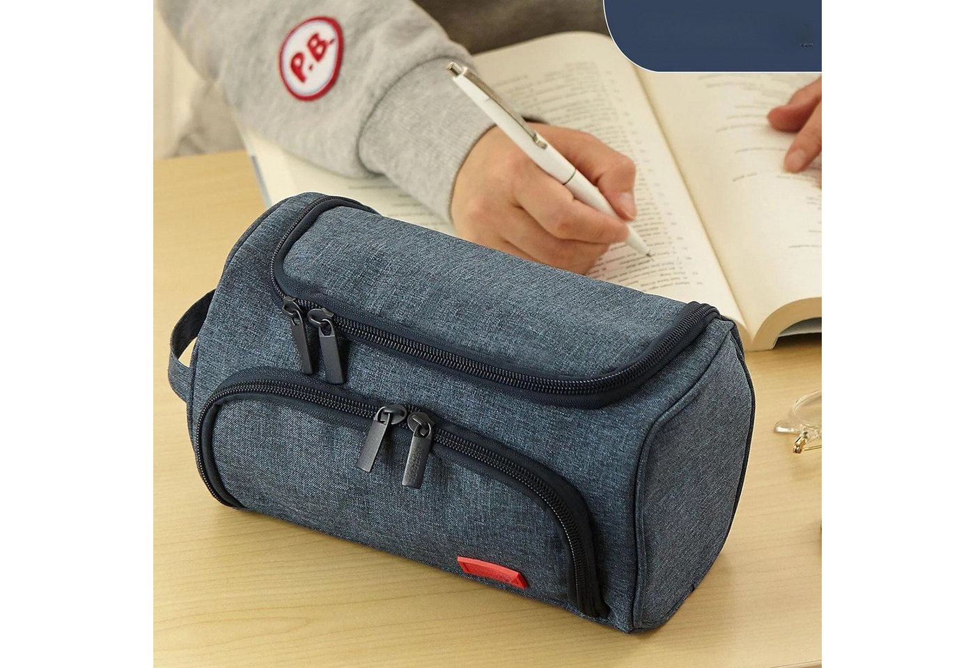 Coonoor Federmäppchen 3 Fächer Große Kapazität Mäppchen Federtasche Stiftetasche, Pencil Case Bleistifttasche für Schule & Büro Bild 4