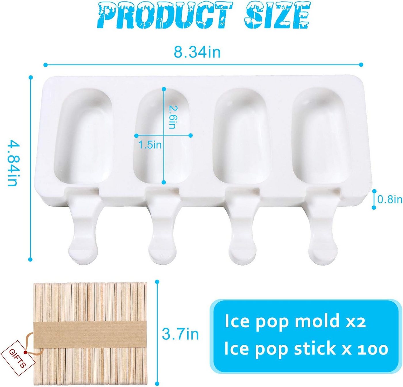 FELIXLEO Silikonform Eisformen Silikon Stieleisformen Eis am Stiel Form Set, (1-tlg)
