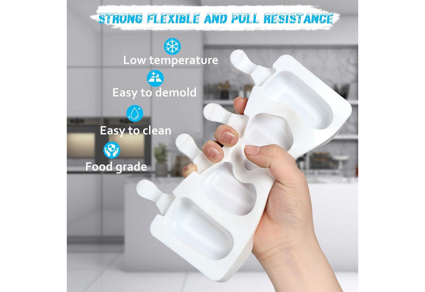 FELIXLEO Silikonform Eisformen Silikon Stieleisformen Eis am Stiel Form Set, (1-tlg) Bild 5