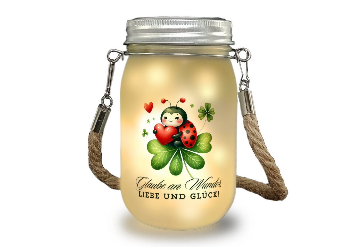 speecheese Dekolicht Marienkäfer Solarlicht mit Spruch Glaube an Wunder, Liebe und Glück! Bild 2