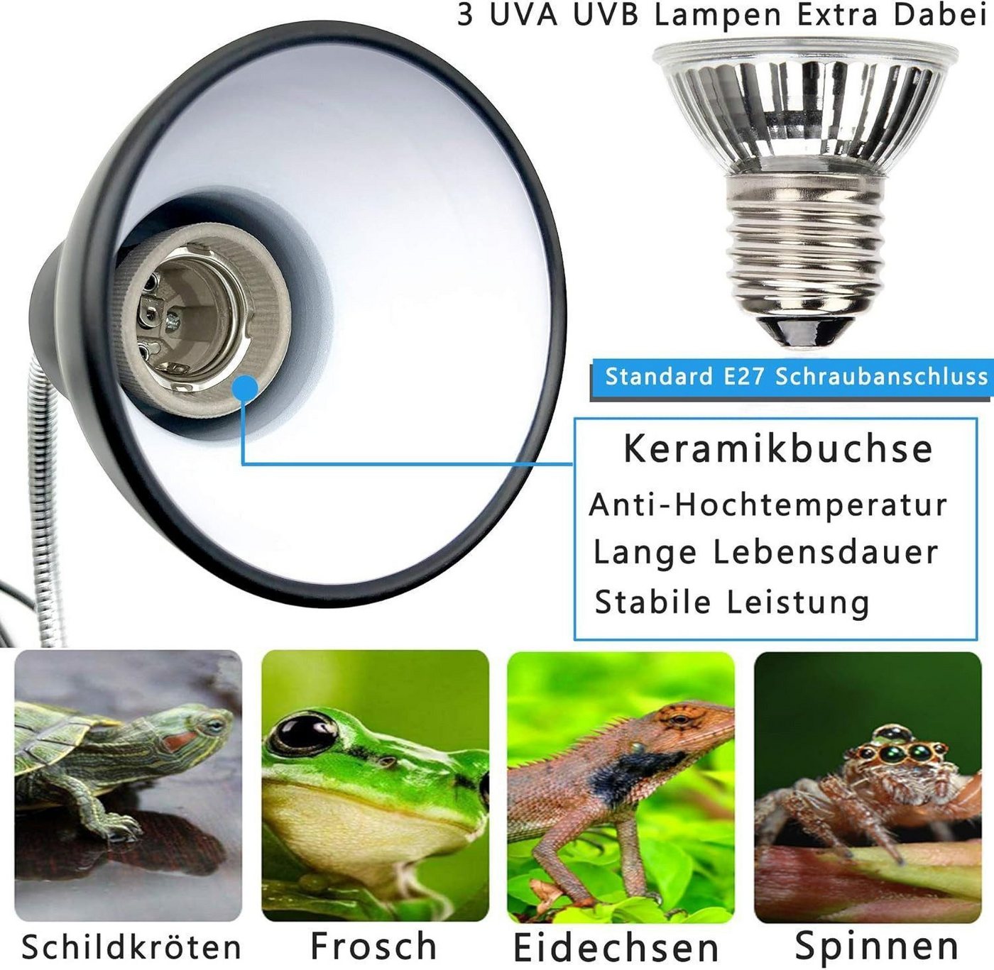FELIXLEO Infrarot-Wärmestrahler Schildkröten-Wärmelampe Reptilien-Terrarium-Lampe 25 W 50 W, 2-tlg. Bild 3