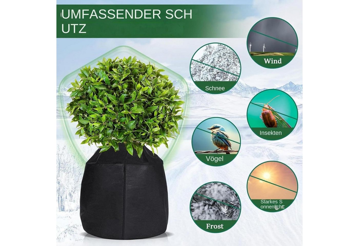 FELIXLEO Winterschutzhaube Vielseitig einsetzbar für verschiedene Blumentöpfe und Pflanzen (1-St) Bild 4