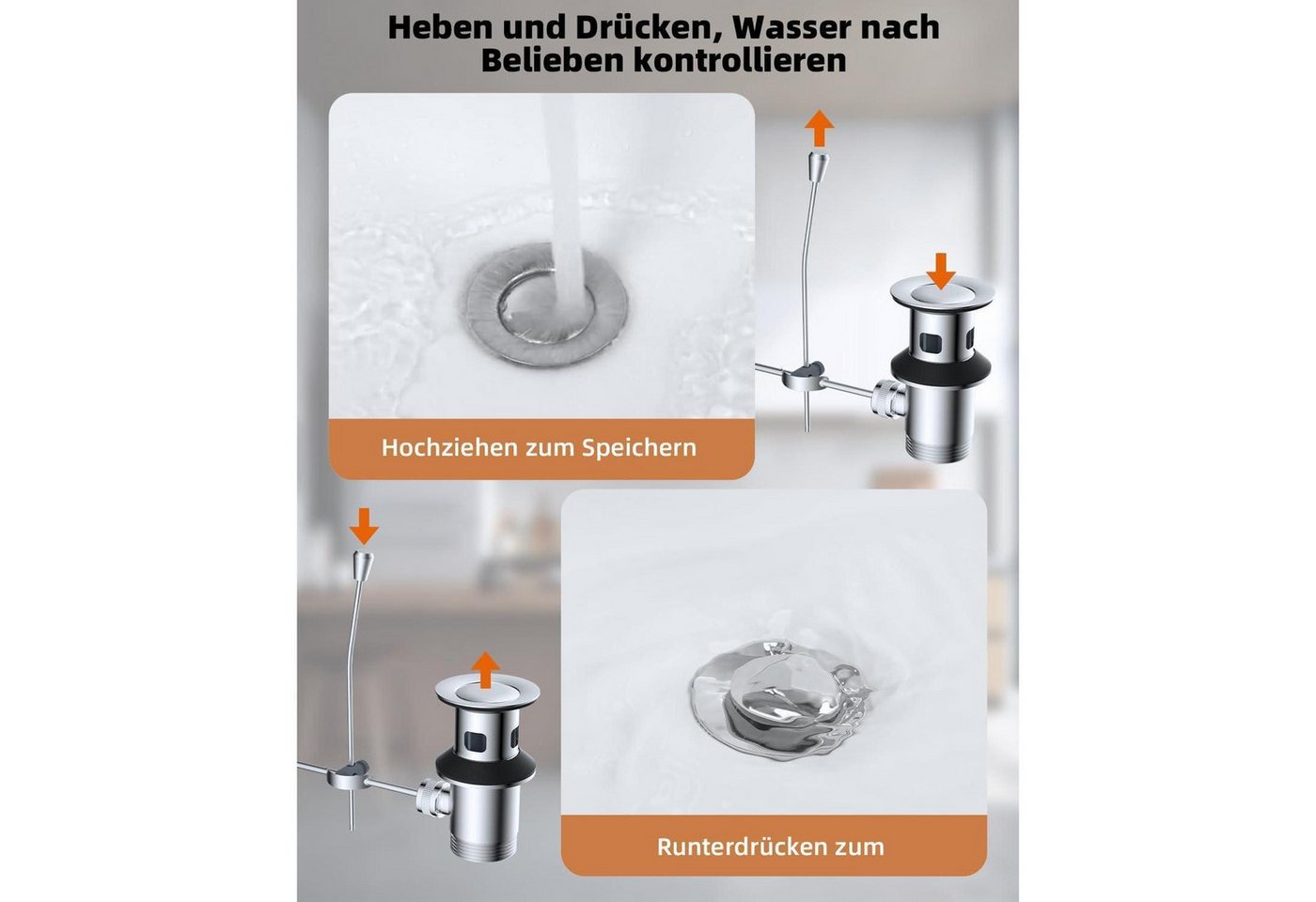 LuxusKollektion Ablaufgarnitur Ablaufventil Exzenter Waschbeckenstöpsel Zugstange Ablaufgarnitur Bild 4
