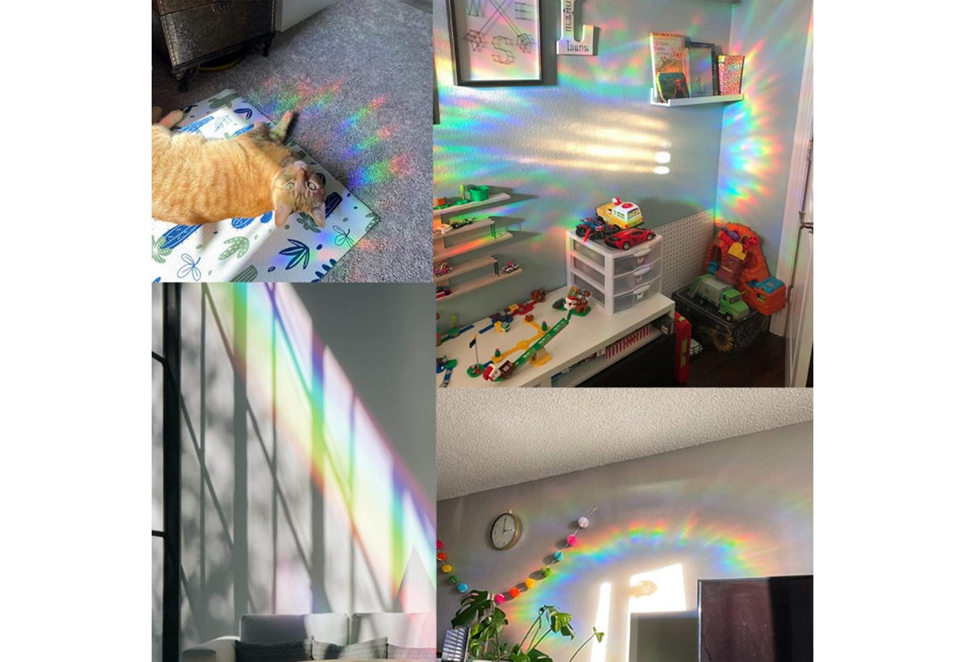 FELIXLEO Fensterfolie 16 Stück Rainbow Window Clings Wolkenform Fensteraufkleber