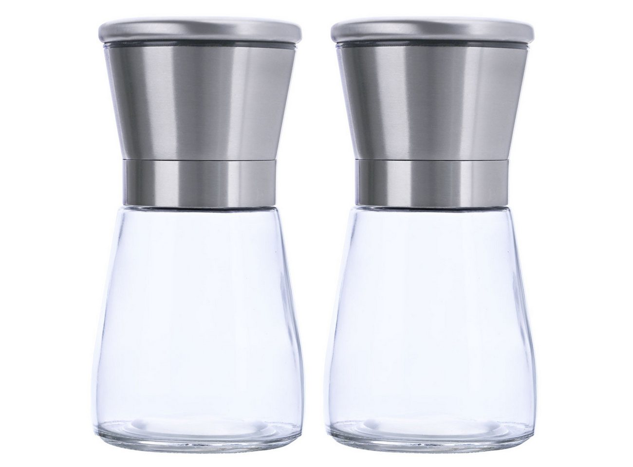 Casativo Salz-/Pfeffermühle Salz- & Pfeffermühle mit Keramik-Mahlwerk einstellbar 160ml Ø13,2 cm Handbetrieb, (2 Stück), Aromaschutzdeckel/stufenlose Mahlgradeinstellung/Ø6,6 x H13,2 cm Bild 4