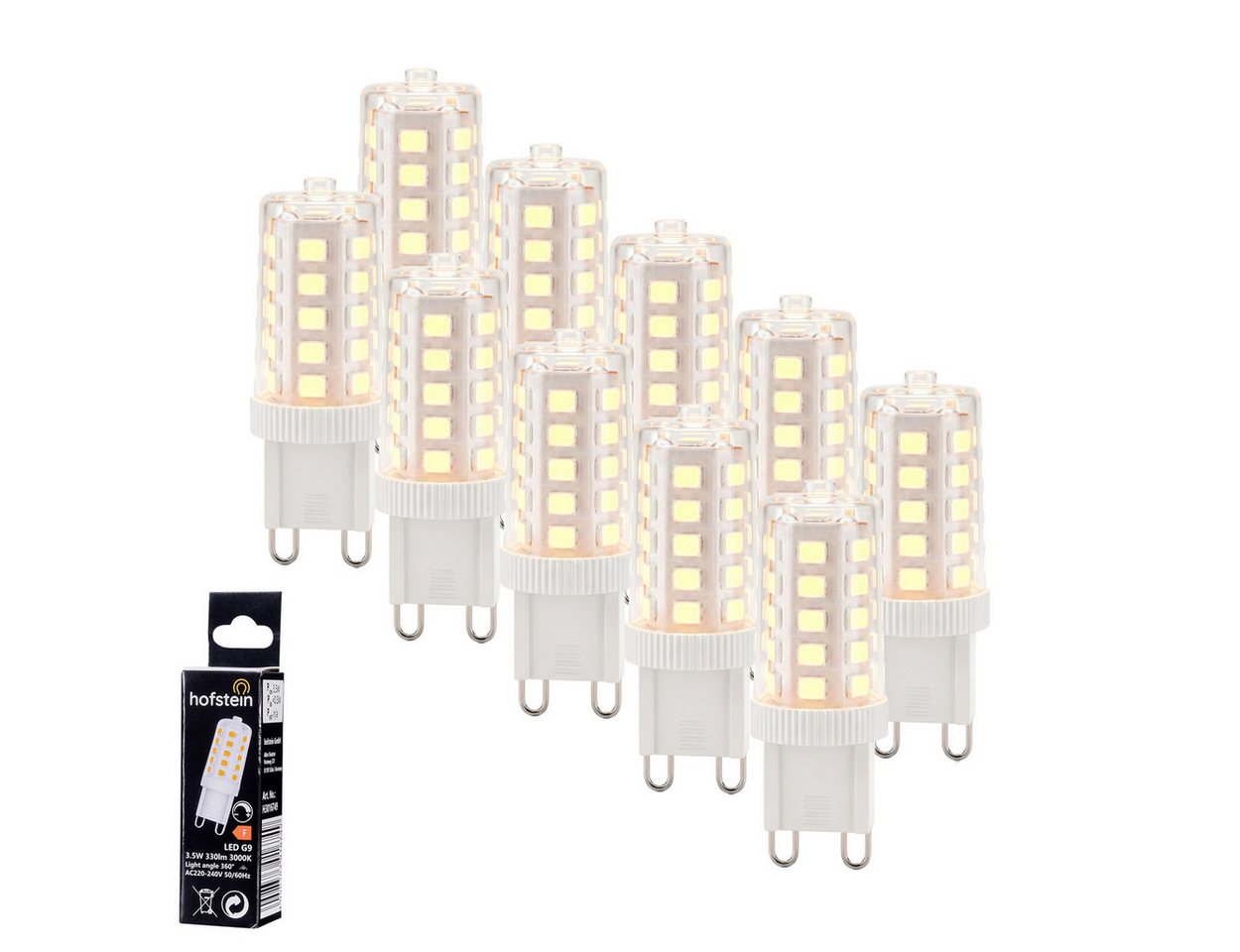 hofstein LED-Leuchtmittel 10er Set Glühbirne G9 Warmweiß dimmbar 3,5 Watt G9, G9, 3000 Kelvin, 330 Lumen, Filament, Klar Bild 3