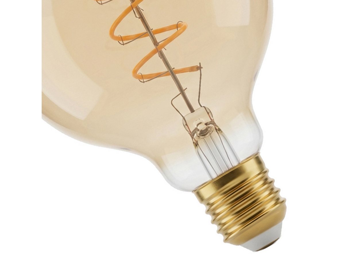 hofstein LED-Leuchtmittel 3er Set Glühbirne Extra Warmweiß dimmbar 6 Watt, E27, 2200 Kelvin, 320 Lumen, Globe Vintage, Filament Spirale, Amber