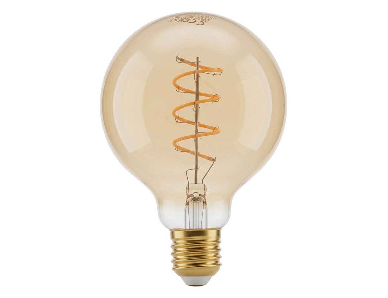 hofstein LED-Leuchtmittel 3er Set Glühbirne Extra Warmweiß dimmbar 6 Watt, E27, 2200 Kelvin, 320 Lumen, Globe Vintage, Filament Spirale, Amber Bild 3