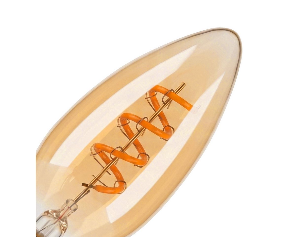 hofstein LED-Leuchtmittel 10er Set Glühbirne Extra Warmweiß dimmbar 4 Watt, E14, 2200 Kelvin, 220 Lumen, Kerze, Filament Spirale, Amber Bild 2