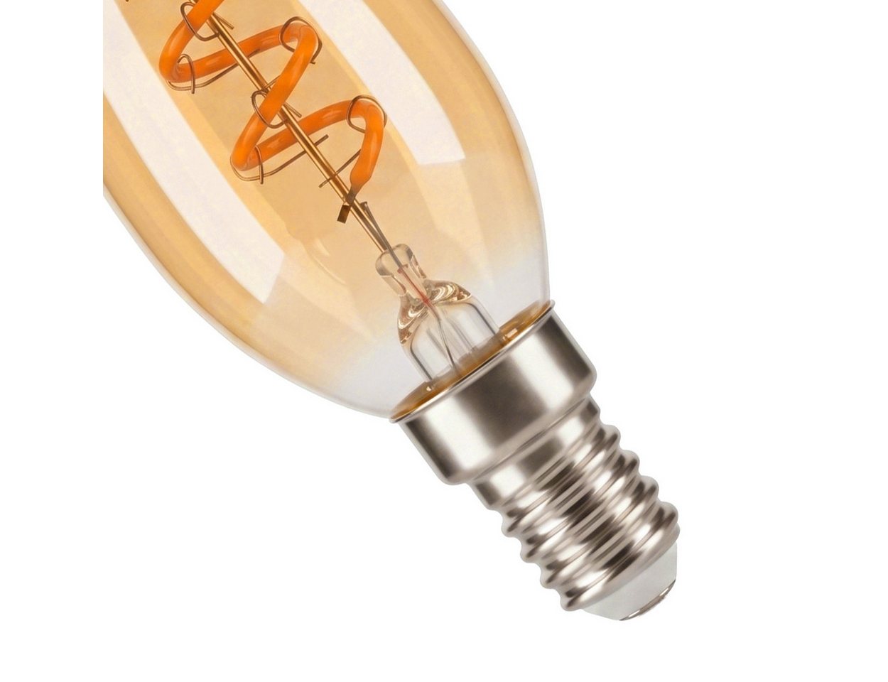 hofstein LED-Leuchtmittel 10er Set Glühbirne Extra Warmweiß dimmbar 4 Watt, E14, 2200 Kelvin, 220 Lumen, Kerze, Filament Spirale, Amber Bild 5